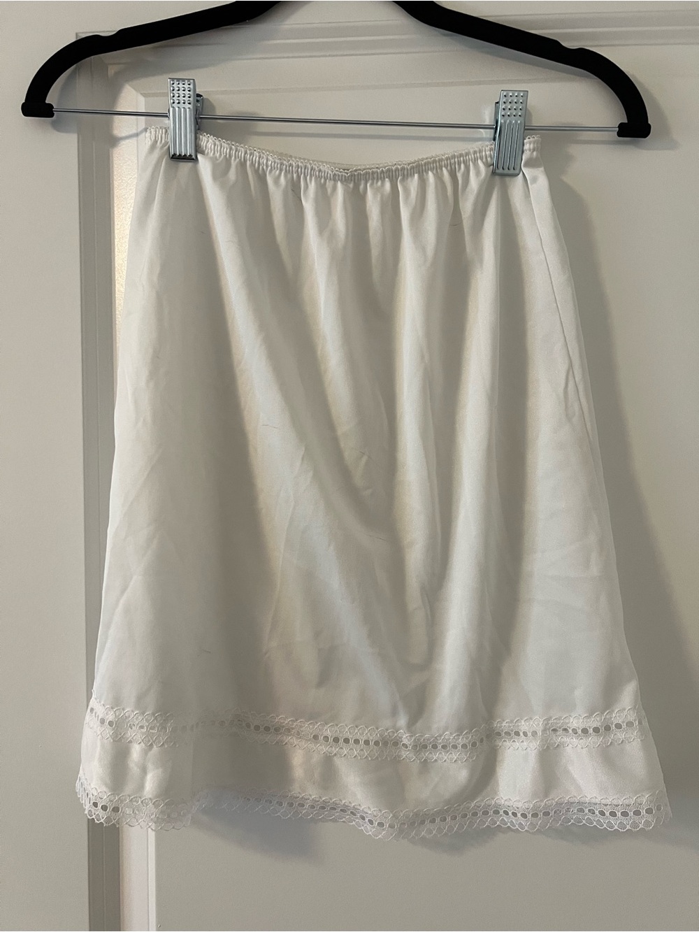 White Lace-Trim Half Slip Skirt